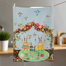 Load image into Gallery viewer, bunny tea party tea towel - save 50%