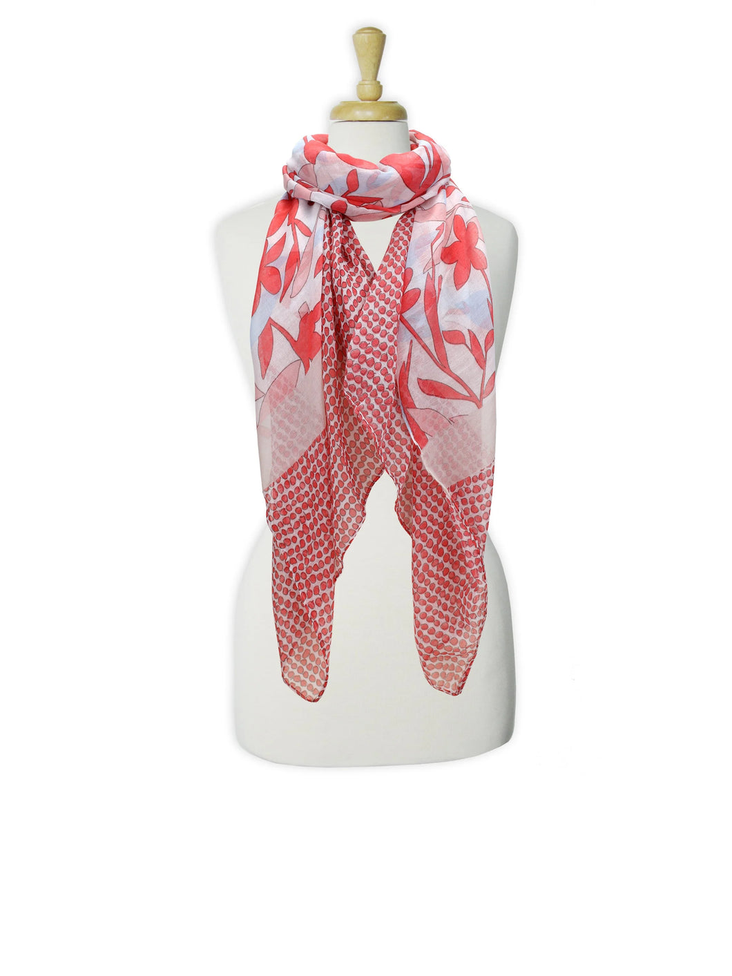 lightweight scarf - floral print coral - save 50%