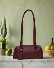 Load image into Gallery viewer, baggu - small recycled leather bowler - mahogany - prebook arriving early nov