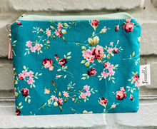 Load image into Gallery viewer, zip pouch - antique rose - turquoise -
