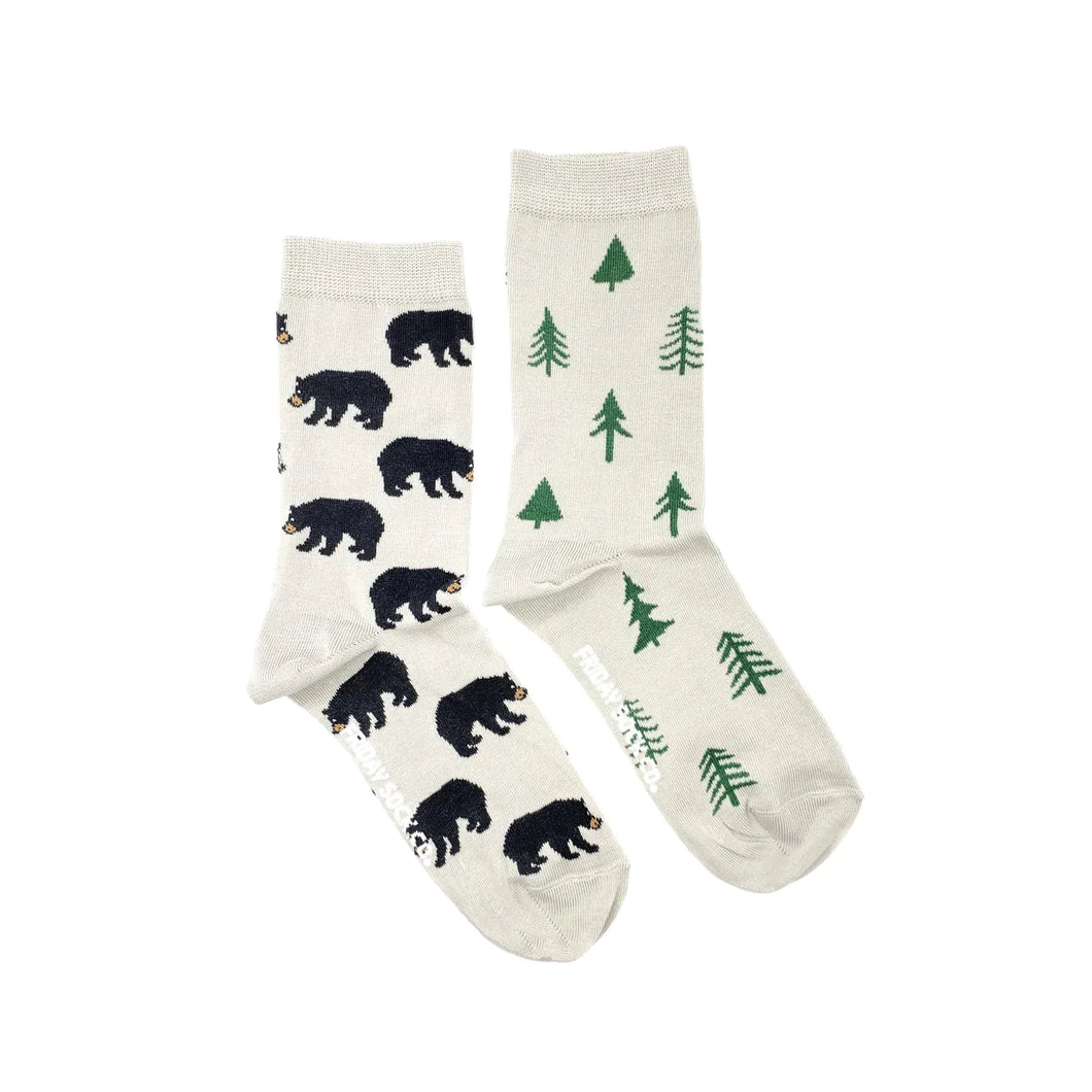 women's socks - bears & trees