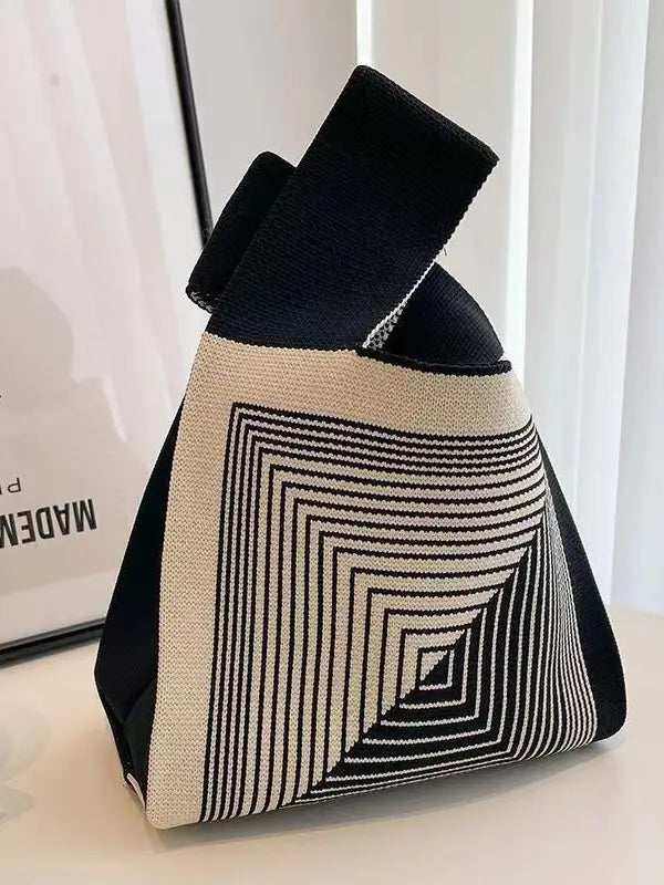 mini knot handbag - black & white spiral