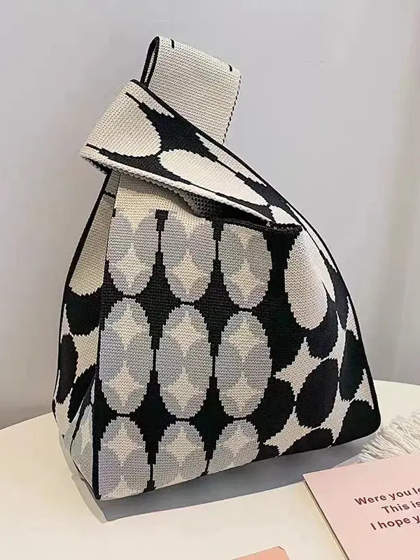 mini knot handbag - black & white shapes