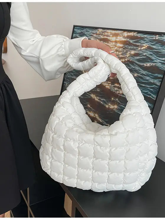 puffy pleated bubble shoulder bag - white