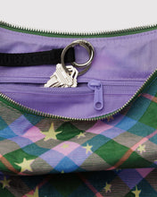 Load image into Gallery viewer, baggu - medium nylon crescent - green star plaid - prebook arriving mid nov