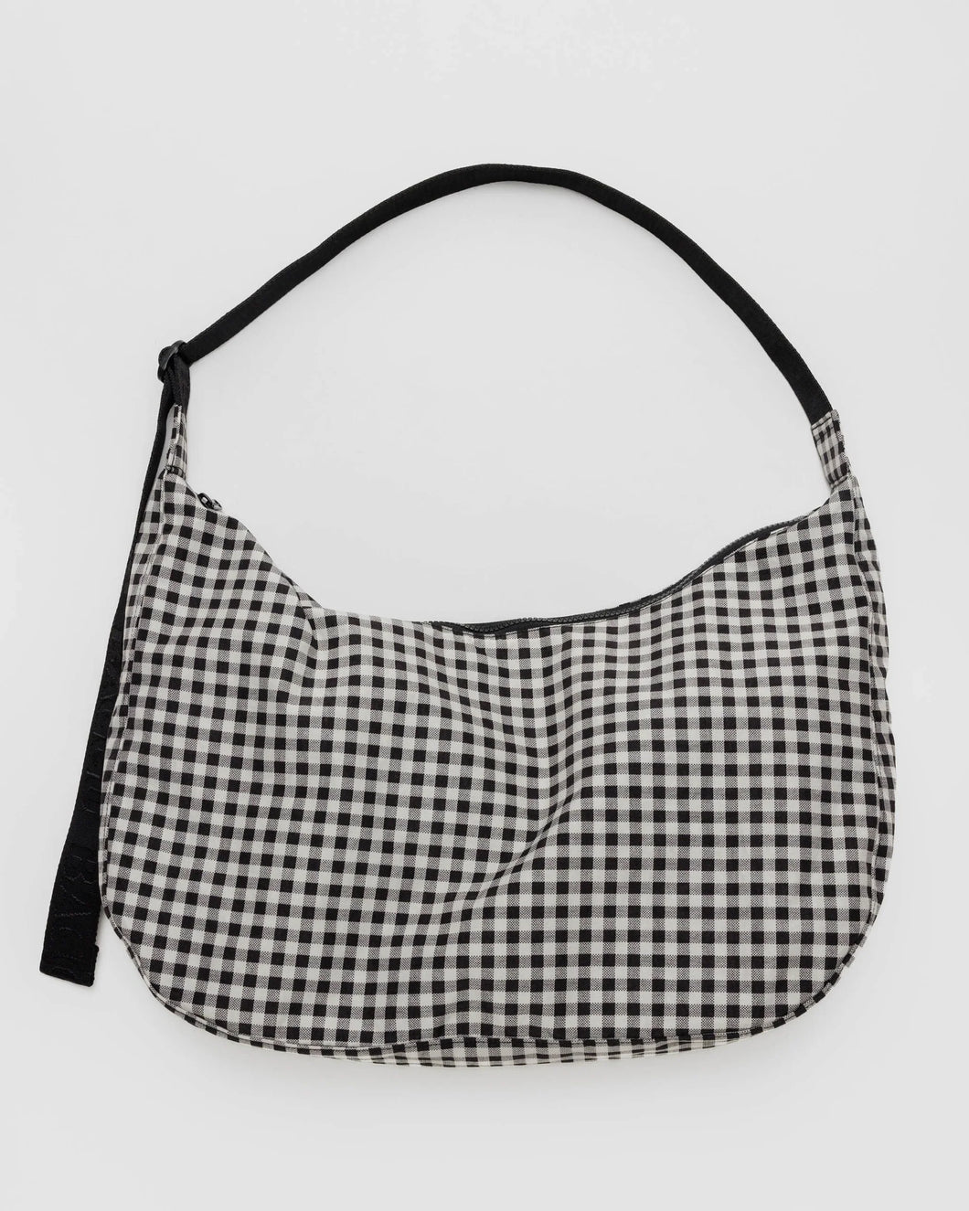 baggu - large nylon crescent bag - black & white gingham
