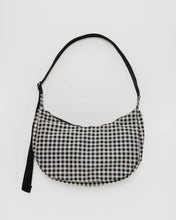Load image into Gallery viewer, baggu - medium nylon crescent bag - black &amp; white gingham
