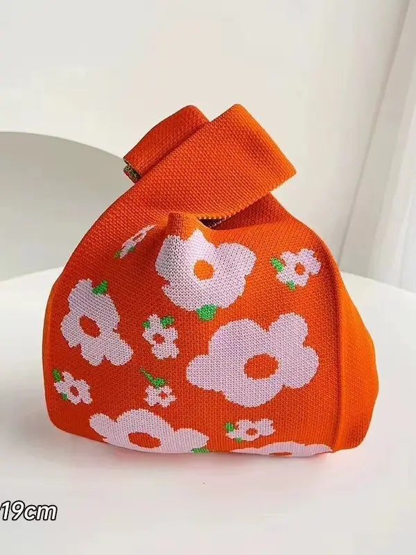 mini knot handbag  - orange flower