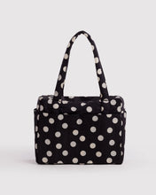 Load image into Gallery viewer, baggu - small cloud carry-on bag - black and cream polka dot