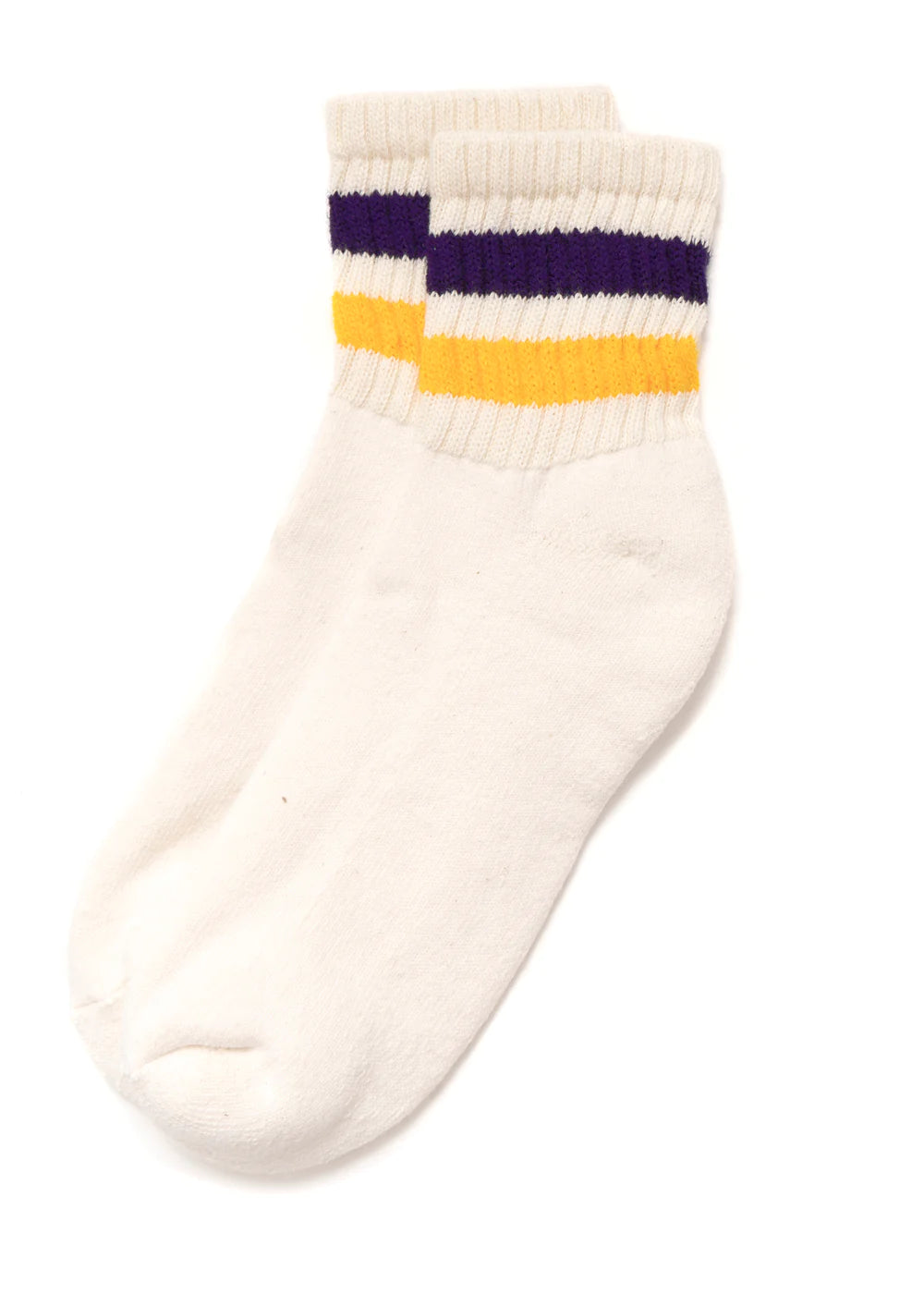 American trench - the retro stripe quarter crew sock  - gold/purple
