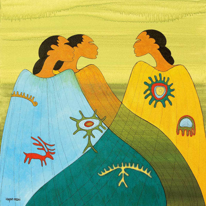 Indigenous design paper napkins with three women 