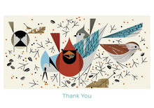 Load image into Gallery viewer, charley harper - birdfeeders - thank you - boxed notecards