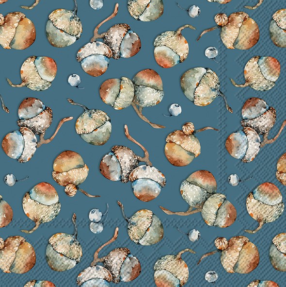 acorns dance - blue -  beverage napkins