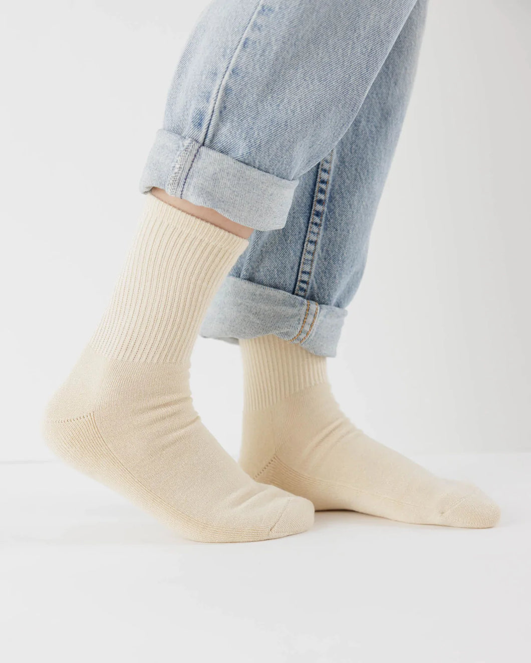 baggu - ribbed  socks - ecru - save 50%