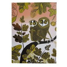 Load image into Gallery viewer, a greeting card with an artists depiction of a pair of loris 
