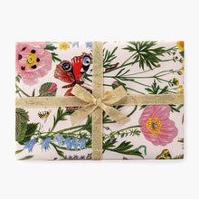 Load image into Gallery viewer, illustration of butterflies and flowers on a gift wrap 
