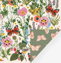 Load image into Gallery viewer, you can see the two side of the wrap one with flowers and butterflies the other with butterflies
