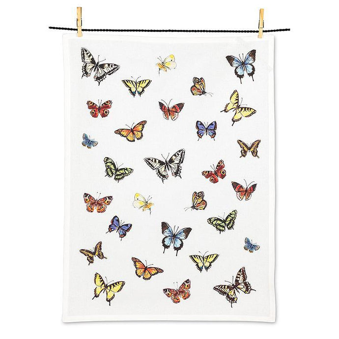 a tea towel with butterfly motif all over butterflies 