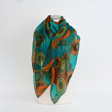 Load image into Gallery viewer, lightweight scarf - mandala print turquoise - save 50%
