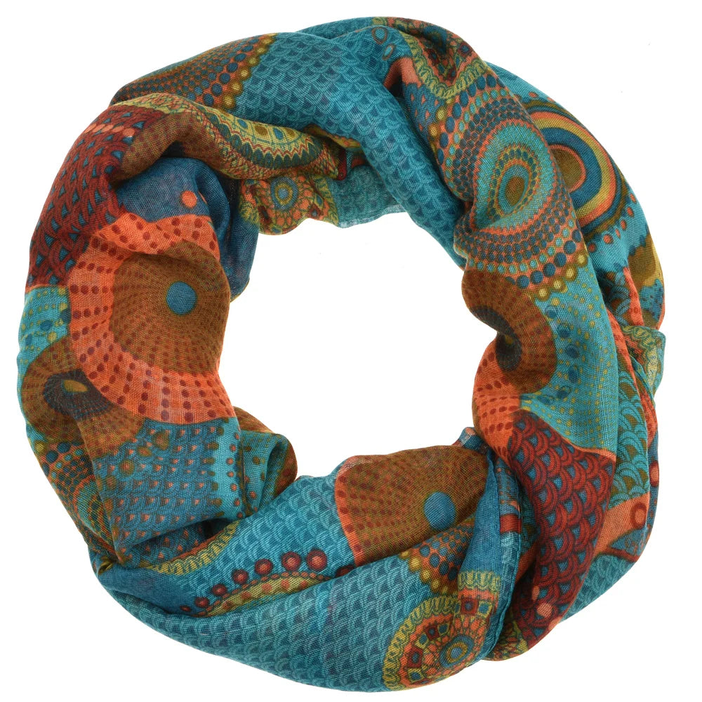 lightweight scarf - mandala print turquoise - save 50%