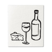 Load image into Gallery viewer, wine &amp; cheese Swedish dishcloths
