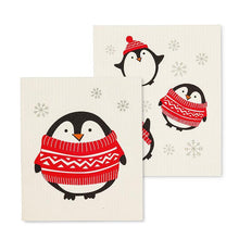 Load image into Gallery viewer, jolly penguins Swedish dishcloths
