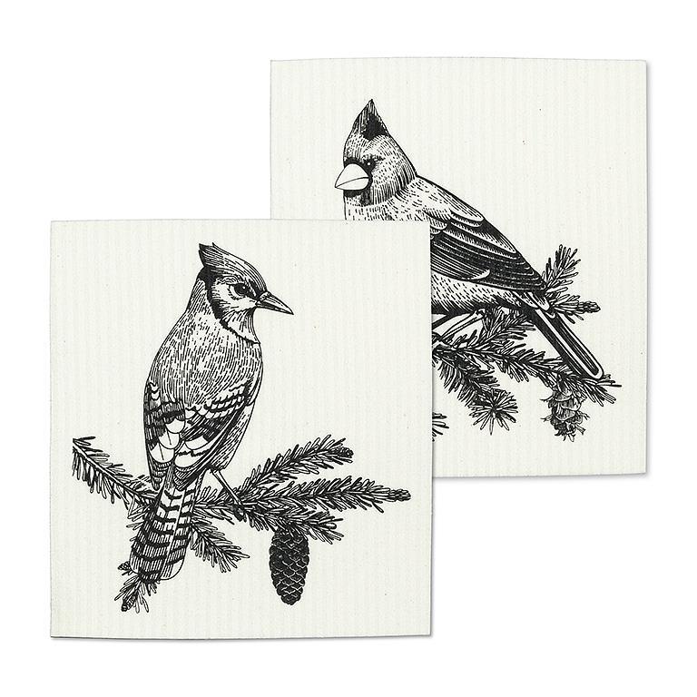 winter birds Swedish dishcloths