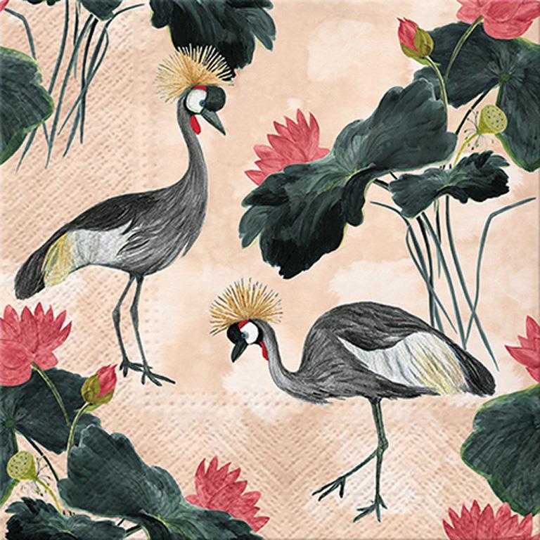 grey crowned  cranes napkins - luncheon size