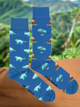 Load image into Gallery viewer, men&#39;s socks - volcano &amp; dinosaur
