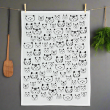 Load image into Gallery viewer, simple cat faces tea towel - save 50%
