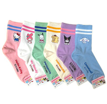 Load image into Gallery viewer, sanrio retro stripe crew socks - assorted
