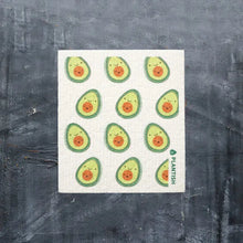 Load image into Gallery viewer, a photo of a kitchen dishcloth covered in avocado fruit motif 
