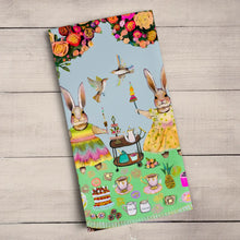 Load image into Gallery viewer, bunny tea party tea towel
