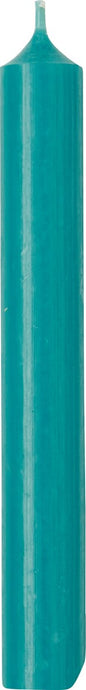 a turquoise coloured pilar candle 