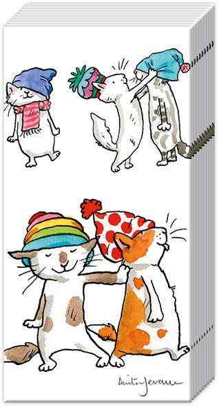 paper pocket tissues with adorable cats and hats 