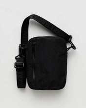Load image into Gallery viewer, a baggu brand crossbody purse in black colour with black strap 
