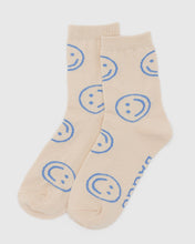 Load image into Gallery viewer, baggu - socks -  ecru periwinkle happy  - prebook arriving late oct/early nov
