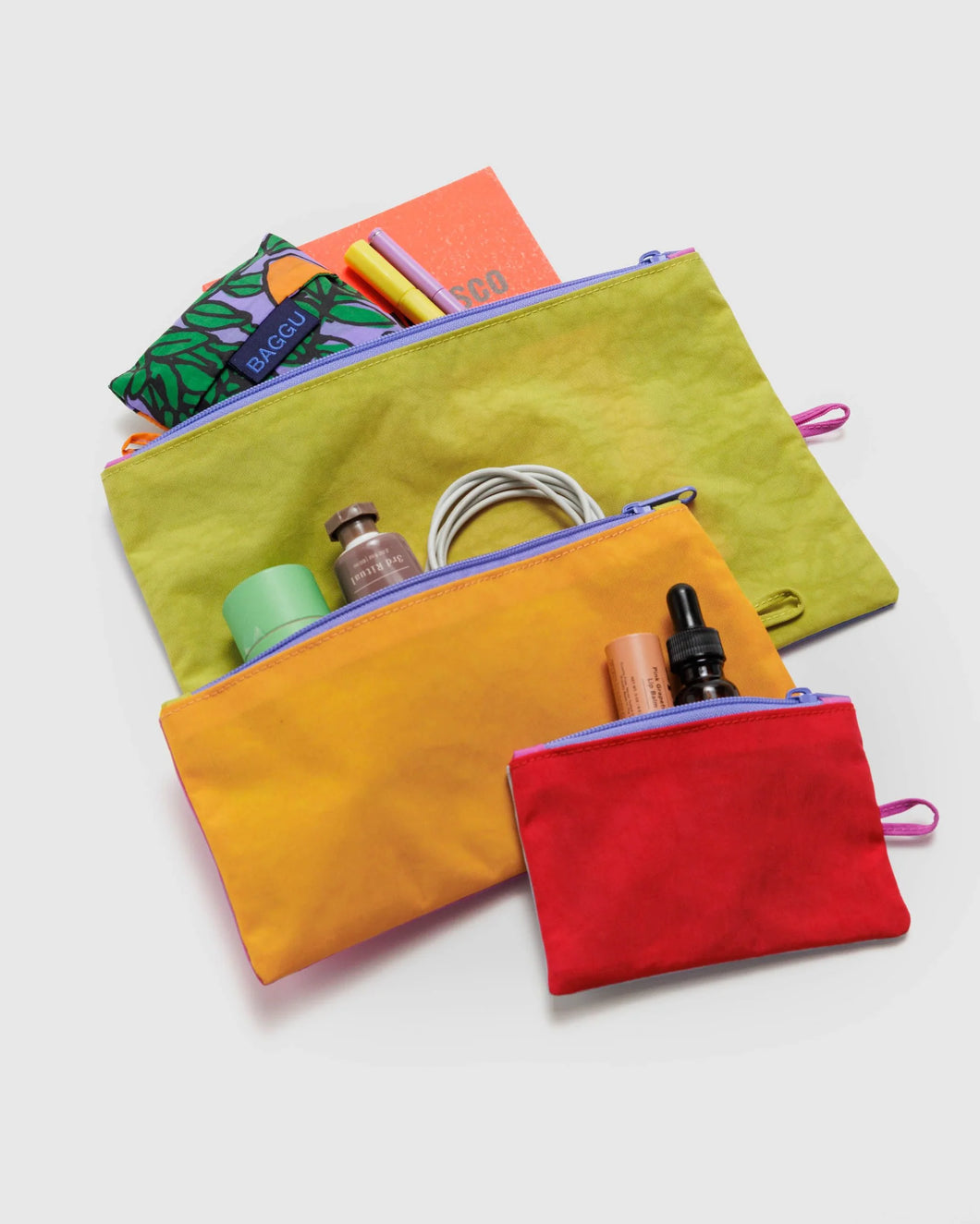 baggu  flat pouch set - vacation colour block - prebook arriving early may