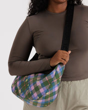 Load image into Gallery viewer, baggu - medium nylon crescent - green star plaid  - prebook arriving late oct/early nov
