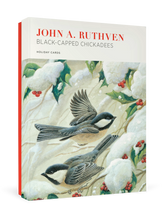 Load image into Gallery viewer, john a. ruthven - black-capped chickadees -  boxed holiday cards
