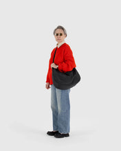 Load image into Gallery viewer, baggu - large nylon crescent bag with key leash - black - prebook arriving late oct/early nov
