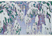 Load image into Gallery viewer, a jigsaw puzzle of trees covered in snow 

