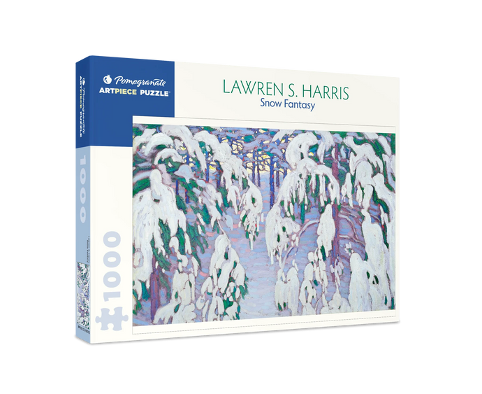 a jigsaw puzzle depicting a snowy landscape of snow covered trees