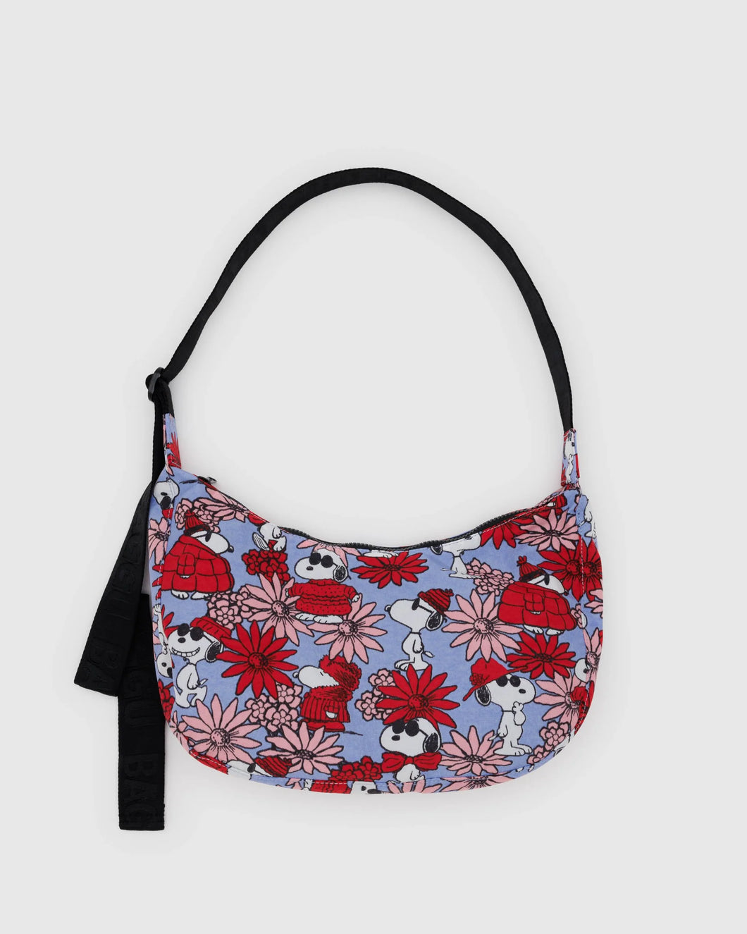 baggu - medium nylon crescent bag - floral snoopy