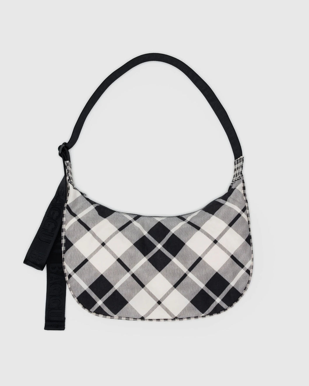 baggu - medium nylon crescent - mixed plaid - prebook arriving late oct/early nov