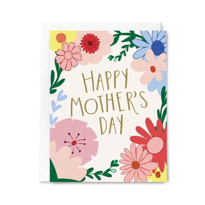 a greeting card with flower illustration and text. happy mother's day 