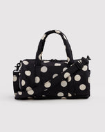 baggu - nylon duffle bag - black and cream polka dot