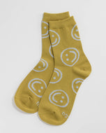 baggu - crew socks - ochre happy