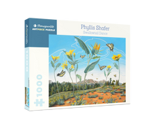 Load image into Gallery viewer, a jigsaw puzzle depicting butterflies and sunflowers in a field 
