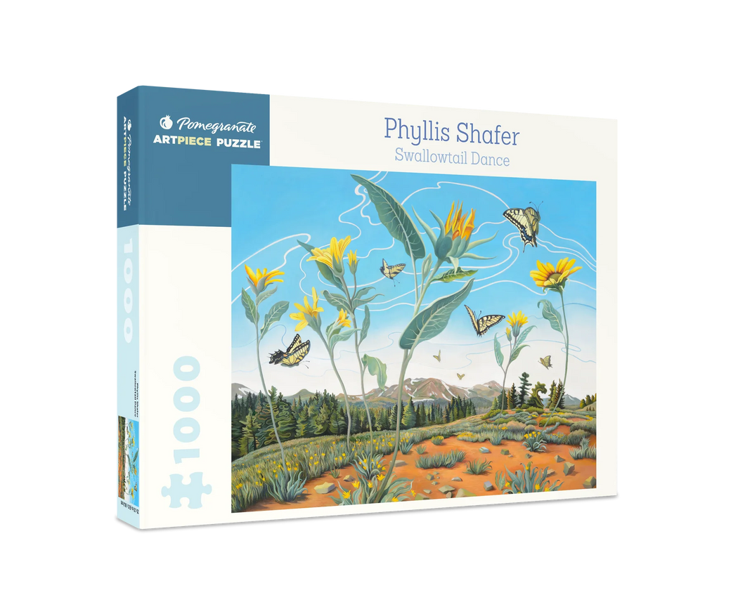 a jigsaw puzzle depicting butterflies and sunflowers in a field 